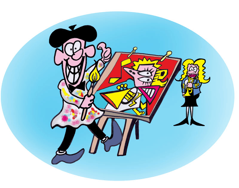 Nezzy-cartoonist-at-easel