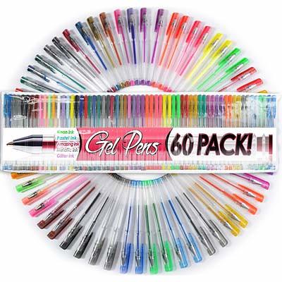 Color Gel Pen Set 100 Count for Adult Coloring Scrapbooking Doodling Comic Animation by Artist Grade