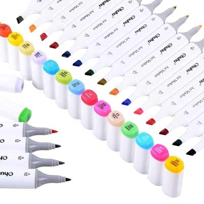 ohuhu 40 colors dual tips art sketch twin marker pens highlighters with carrying case