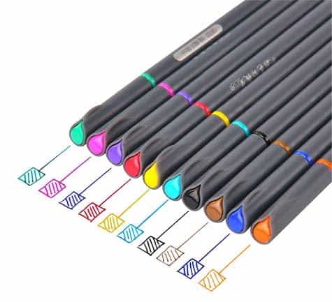 10 Packs 0.38 MM Fineliner Pens Best Choice for Noting/Writing/Drawing/Coloring Fineliner Color Pens Set Fine Point Pen Set 