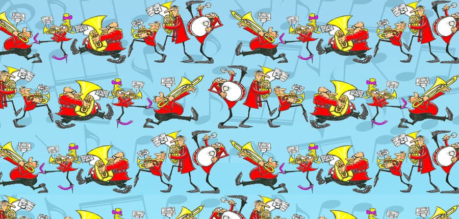 gift wrapping paper marching band design